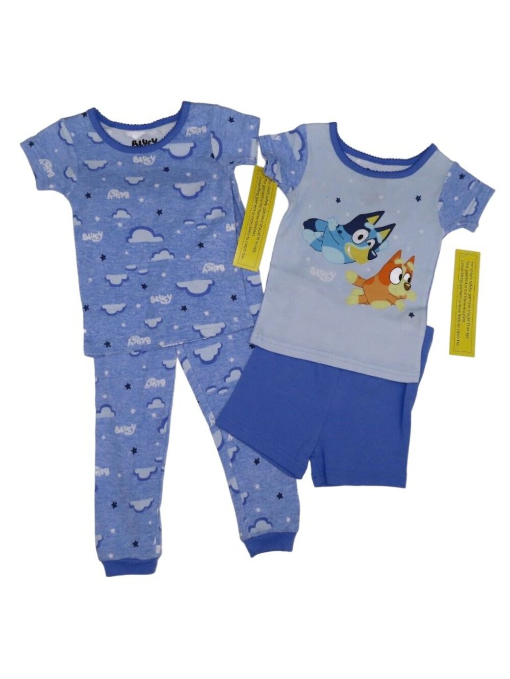 Bluey 3T Toddler Blue Clouds 4 Piece PJs Pajama Set Shirts Pants Shorts NEW